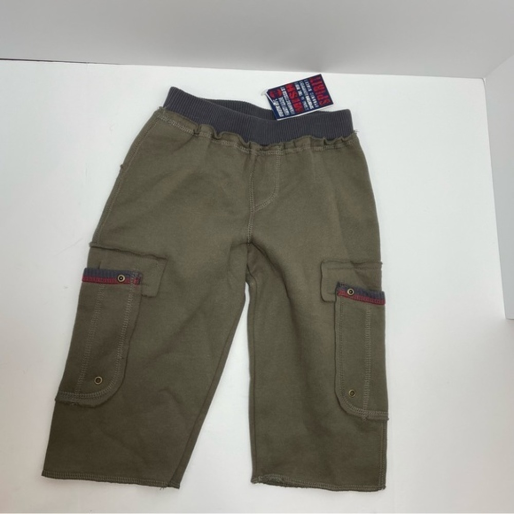 NWT Mish boys cargo sweatpants joggers elastic waist green size 24 months